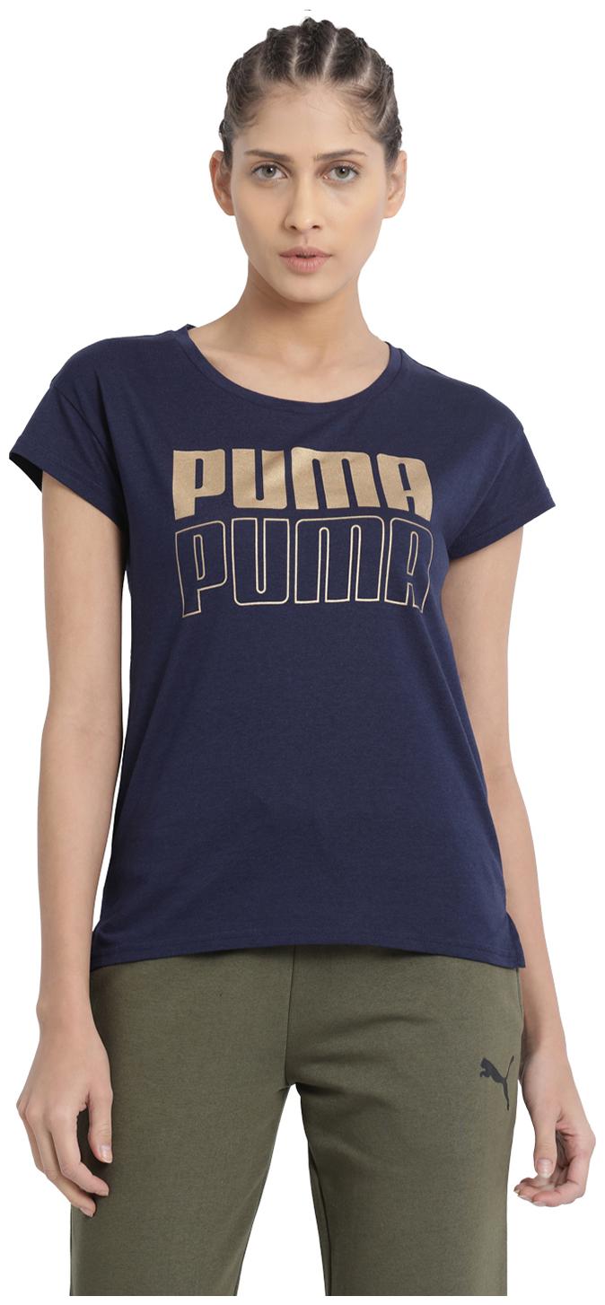 

Puma Women Blue Regular fit Round neck Cotton T shirt