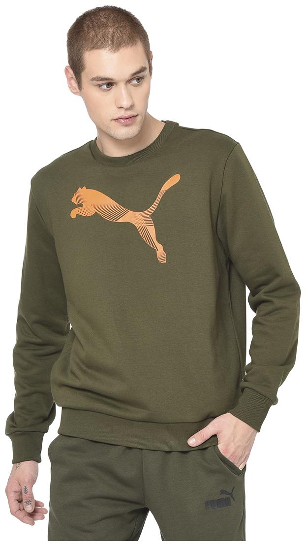 

Puma Cotton Printed Olive Color Sweatshirt For Men