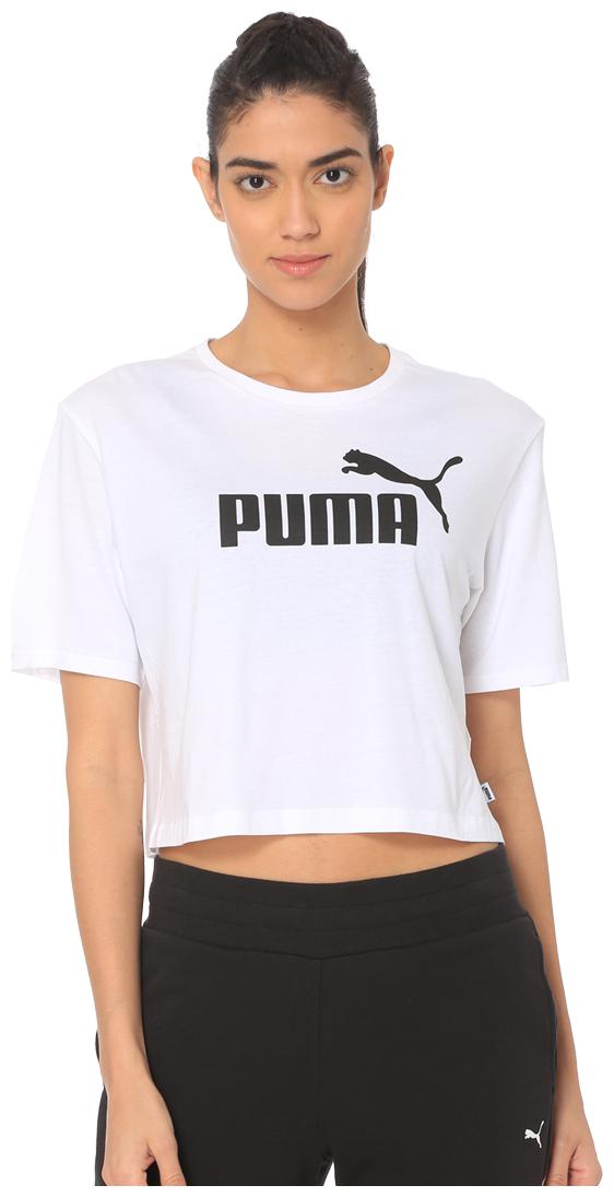 

Puma Women White Regular fit Round neck Cotton T shirt