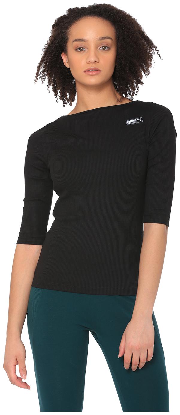 

Puma Women Black Regular fit Boat neck Cotton T shirt