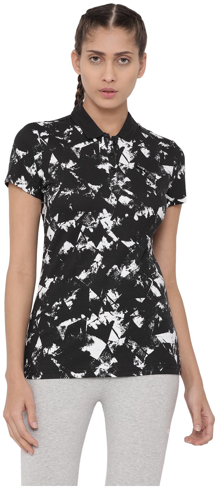 

Puma Women Black Regular fit Polo neck Cotton T shirt