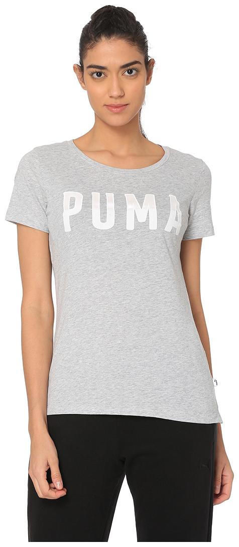

Puma Women Grey Regular fit Round neck Cotton T shirt