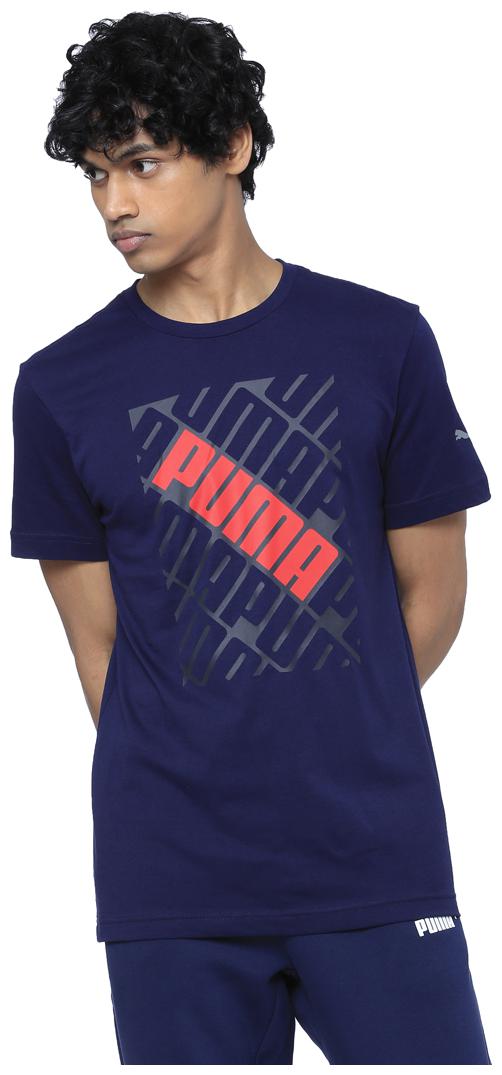 

Puma Men Blue Regular fit Cotton Blend Round neck T-Shirt - Pack Of 1
