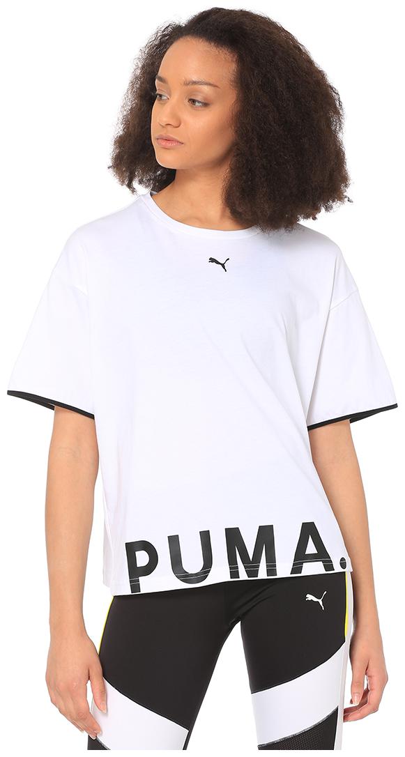 

Puma Women White Regular fit Round neck Cotton T shirt