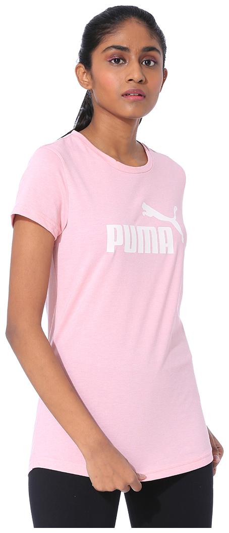 

Puma Women Pink Regular fit Round neck Cotton T shirt