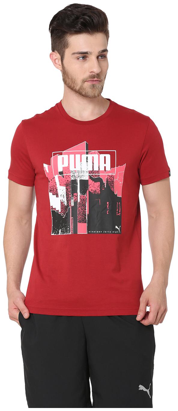 

Puma Men Red Regular fit Cotton Blend Round neck T-Shirt - Pack Of 1