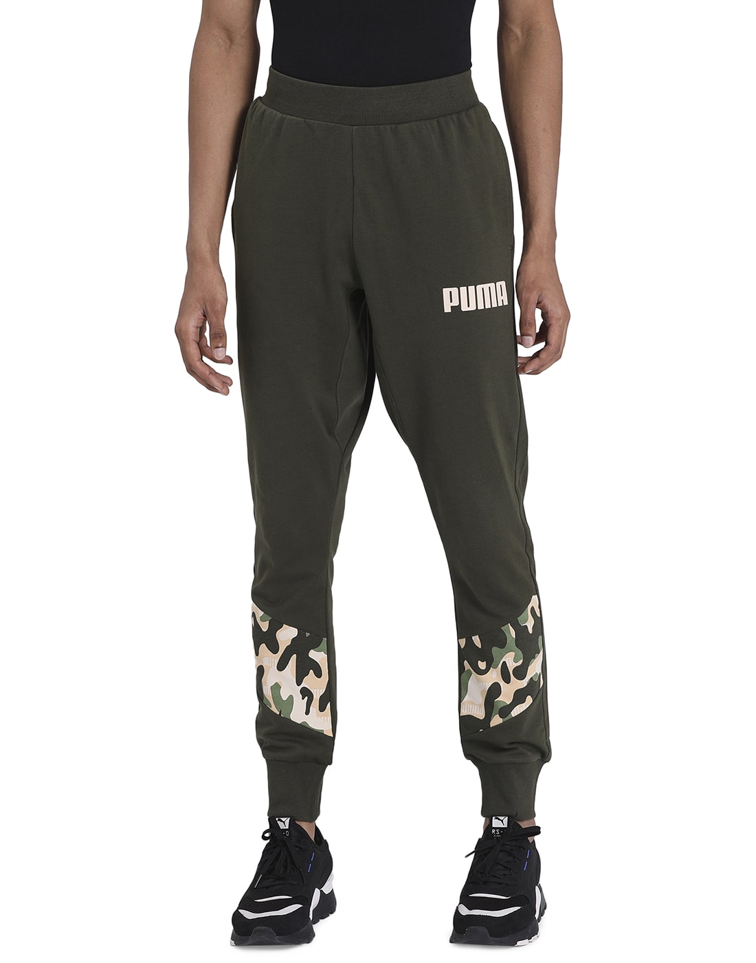 

Puma Men Cotton Printed Track Pants Green