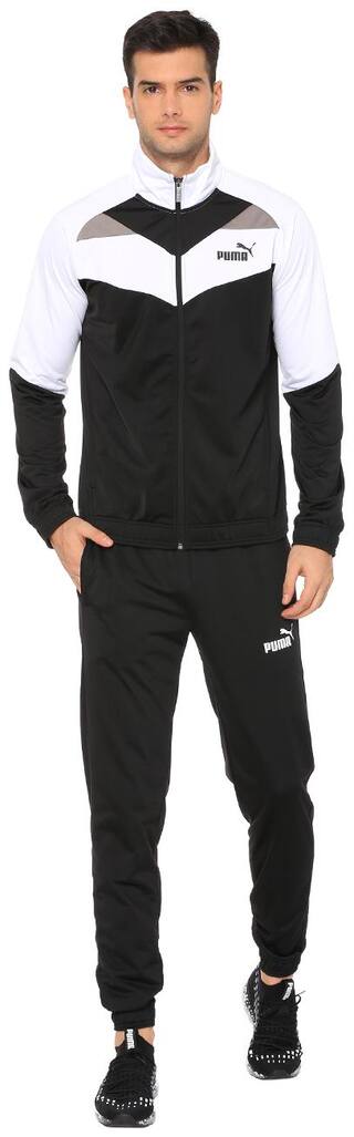 Puma Men Black & White Solid Regular Fit Track Suit