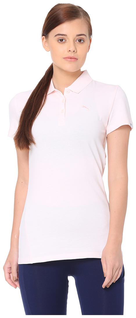 

Puma Women Pink Regular fit Polo neck Cotton T shirt