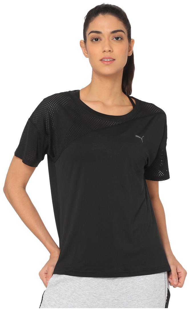 

Puma Women Black Regular fit Round neck Polyester T shirt