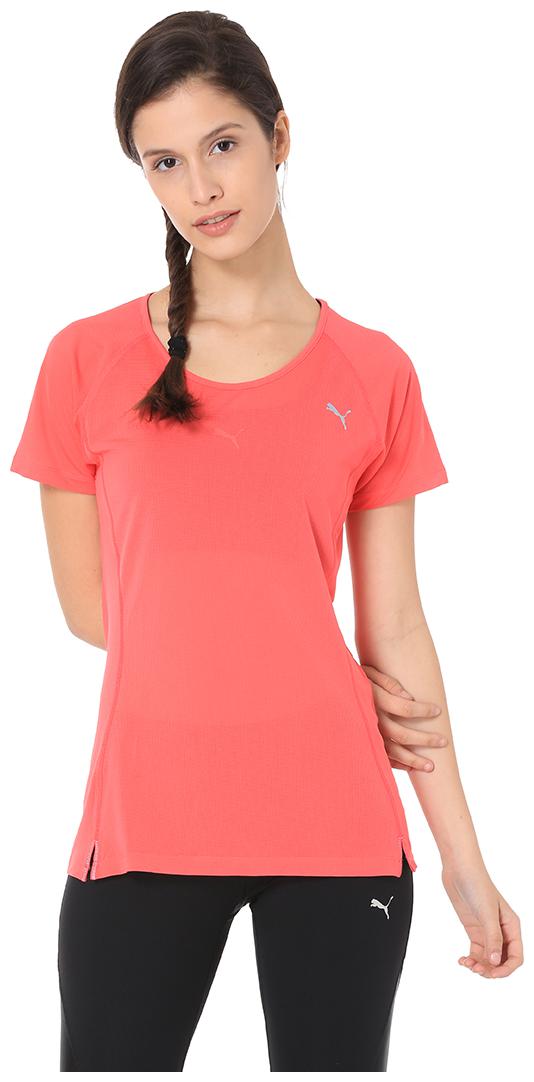 

Puma Women Pink Regular fit Round neck Polyester T shirt