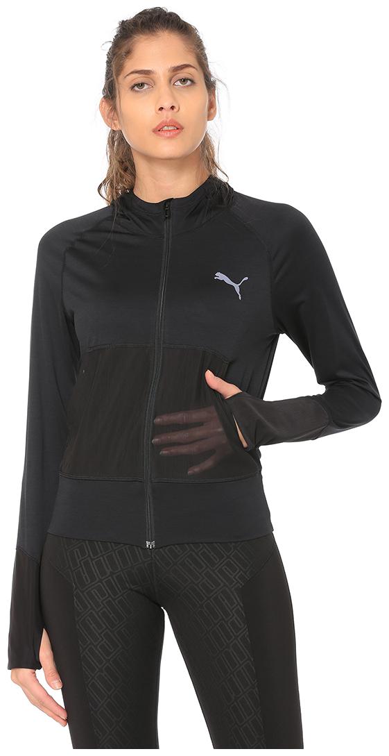 

Puma Women Self Design Regular Jacket - Black