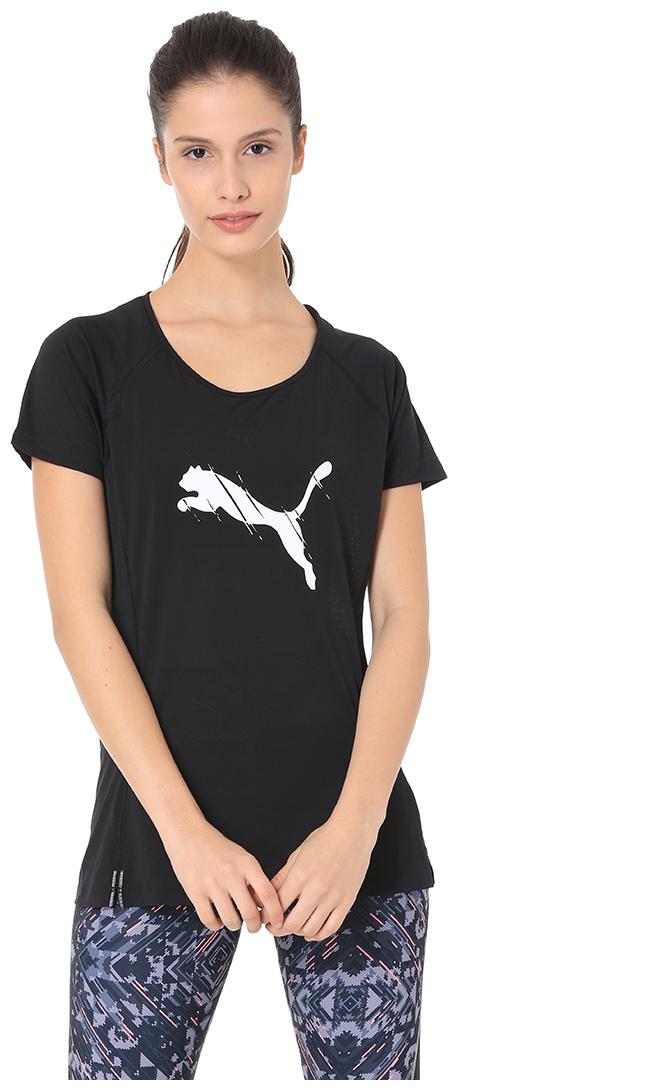 

Puma Women Black Regular fit Round neck Polyester T shirt