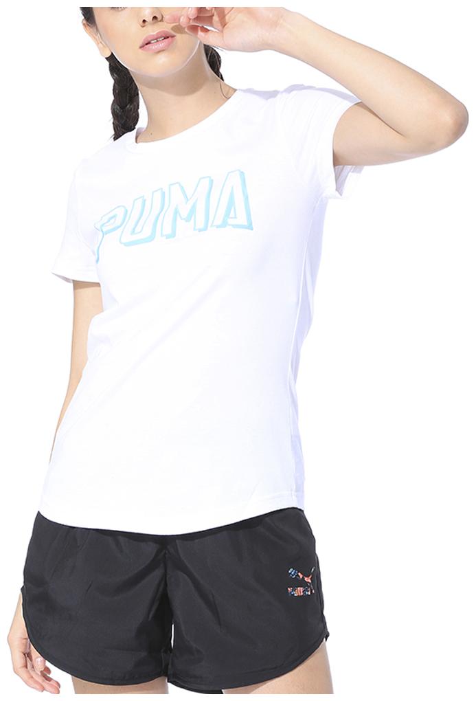 

Puma Women White Regular fit Round neck Polyester T shirt