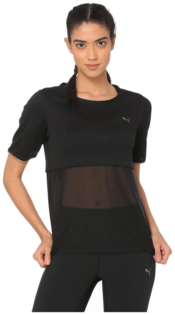 

Puma Women Black Regular fit Round neck Polyester T shirt
