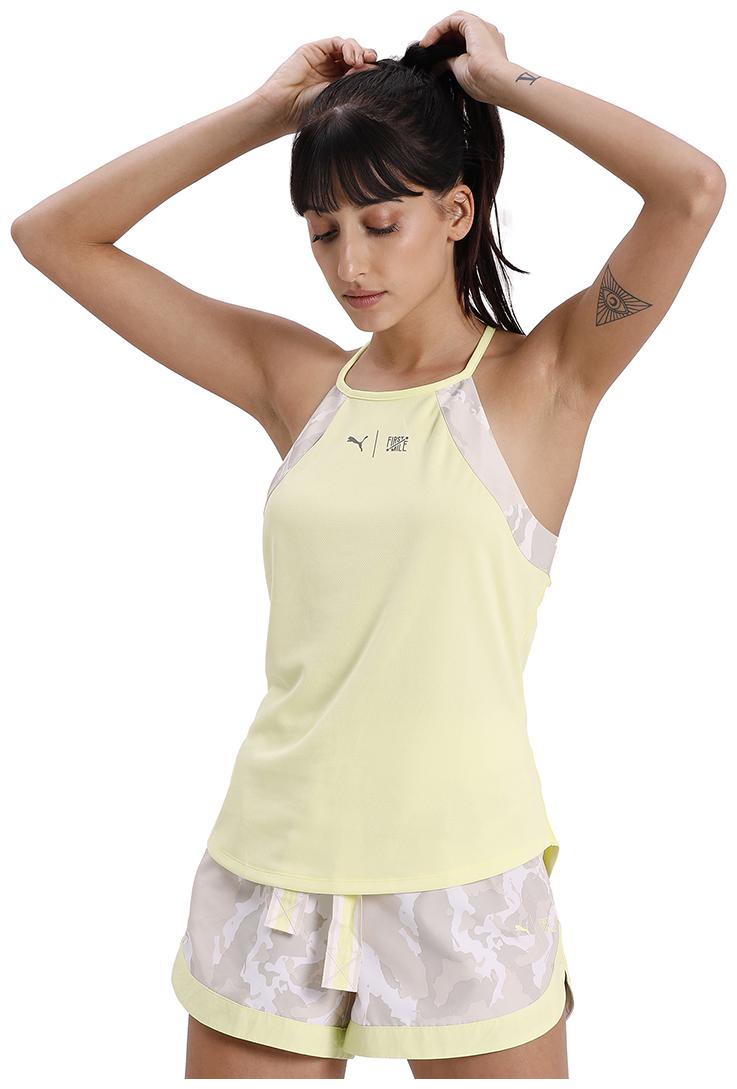 

Puma Women Green Regular fit Round neck Polyester Tank top
