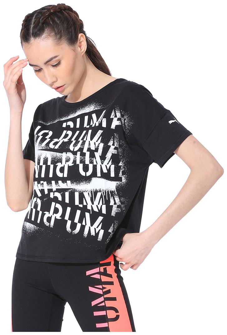 

Puma Women Printed Regular top - Black