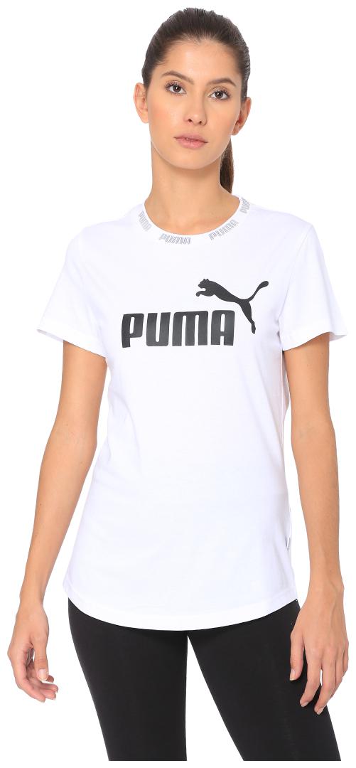 

Puma Women White Regular fit Round neck Cotton T shirt