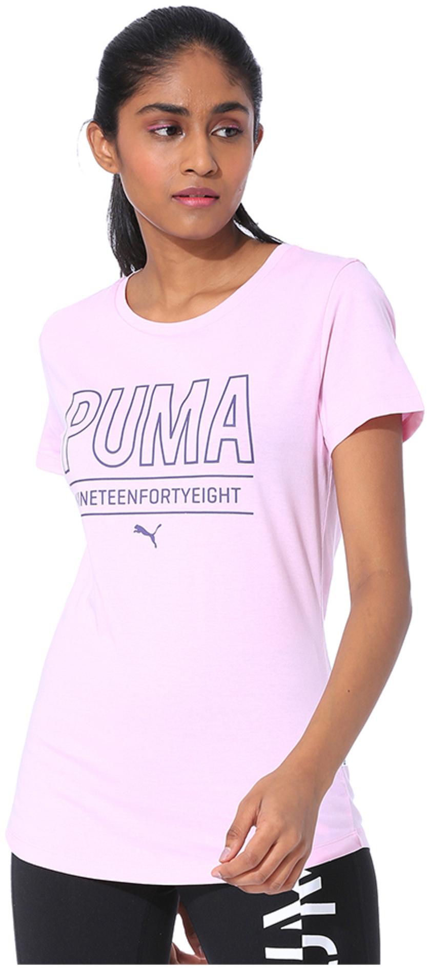 

Puma Women Pink Regular fit Round neck Cotton T shirt