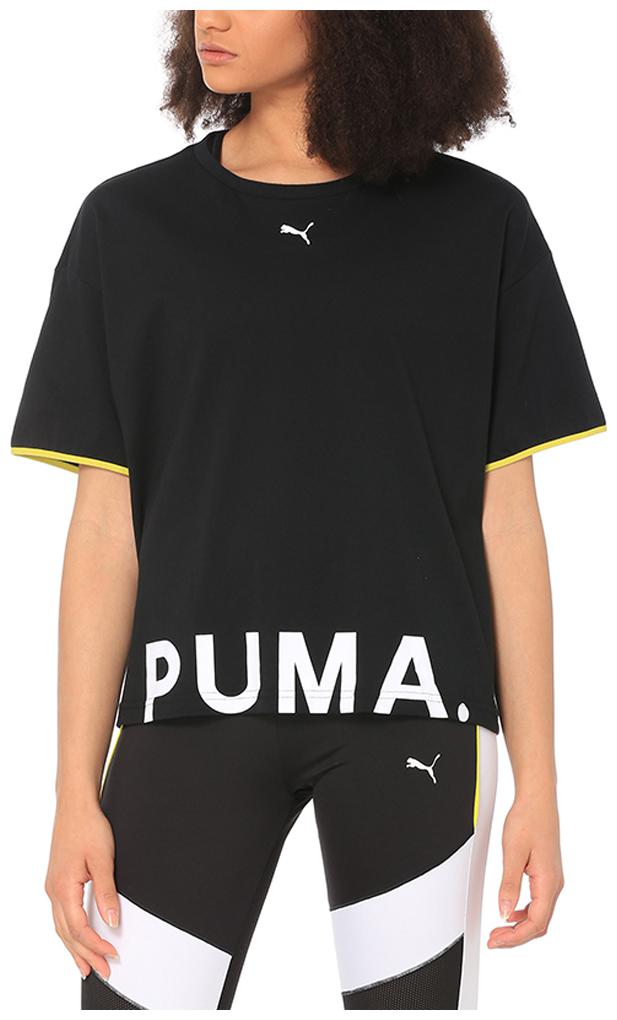 

Puma Women Black Regular fit Round neck Cotton T shirt