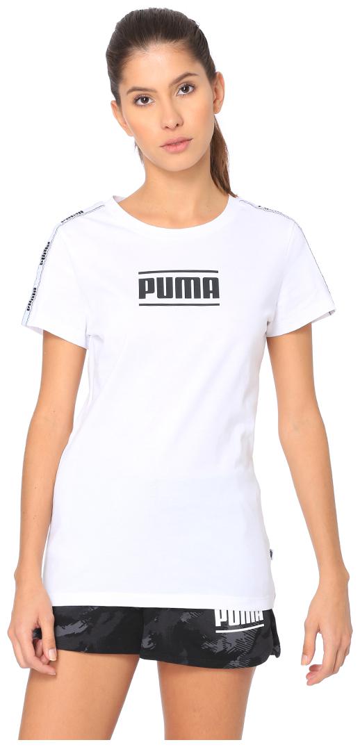 

Puma Women White Regular fit Round neck Cotton T shirt