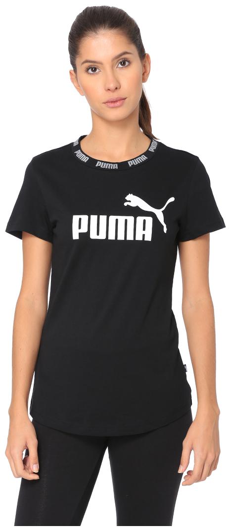

Puma Women Black Regular fit Round neck Cotton T shirt