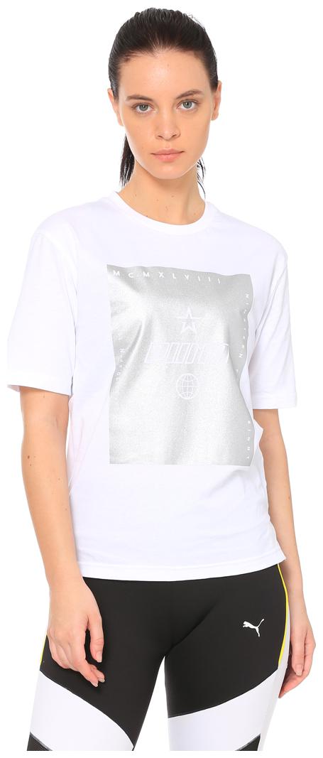 

Puma Women White Regular fit Round neck Cotton T shirt