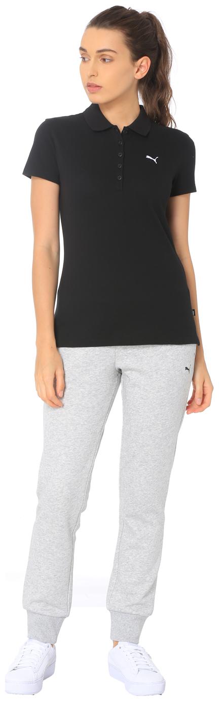 

Puma Women Black Regular fit Polo neck Cotton T shirt