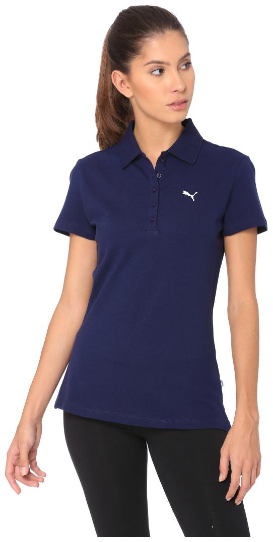 

Puma Women Blue Regular fit Polo neck Cotton T shirt