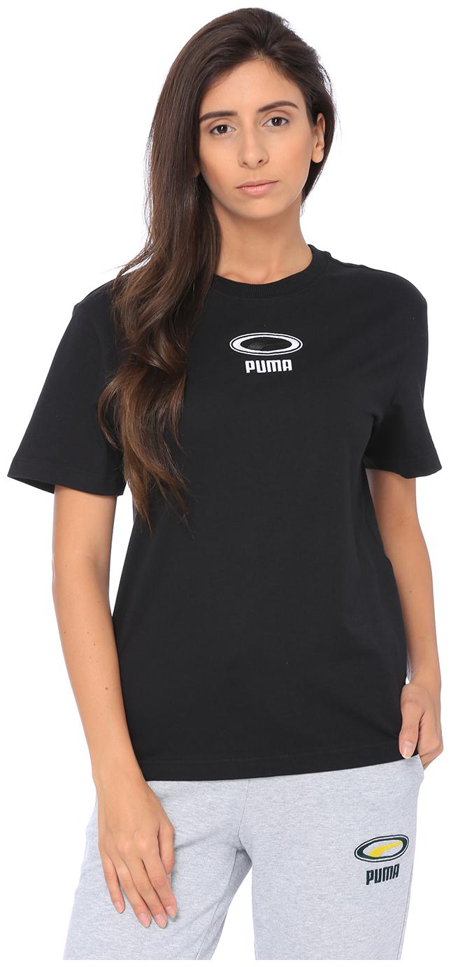 

Puma Women Black Regular fit Round neck Cotton T shirt