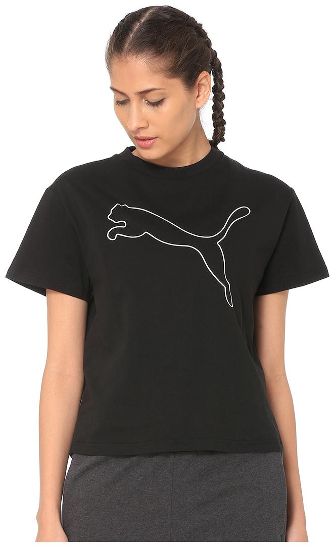 

Puma Women Black Regular fit Round neck Cotton T shirt