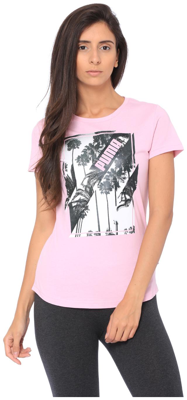 

Puma Women Pink Regular fit Round neck Cotton T shirt