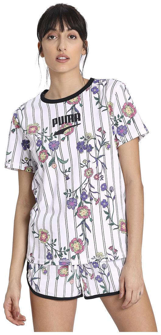 

Puma Women White Regular fit Round neck Cotton T shirt