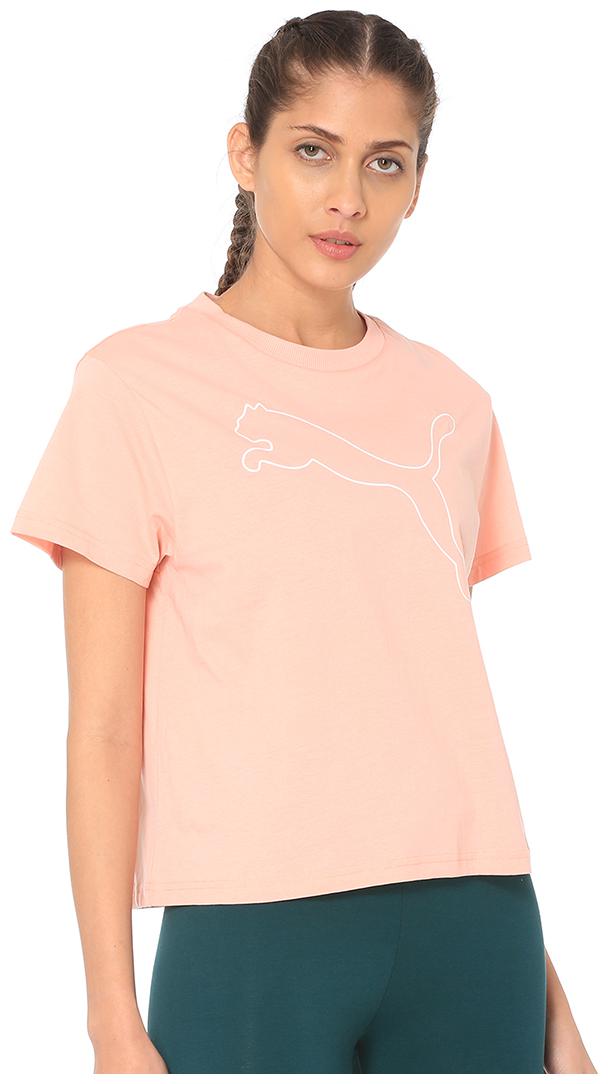 

Puma Women Beige Regular fit Round neck Cotton T shirt