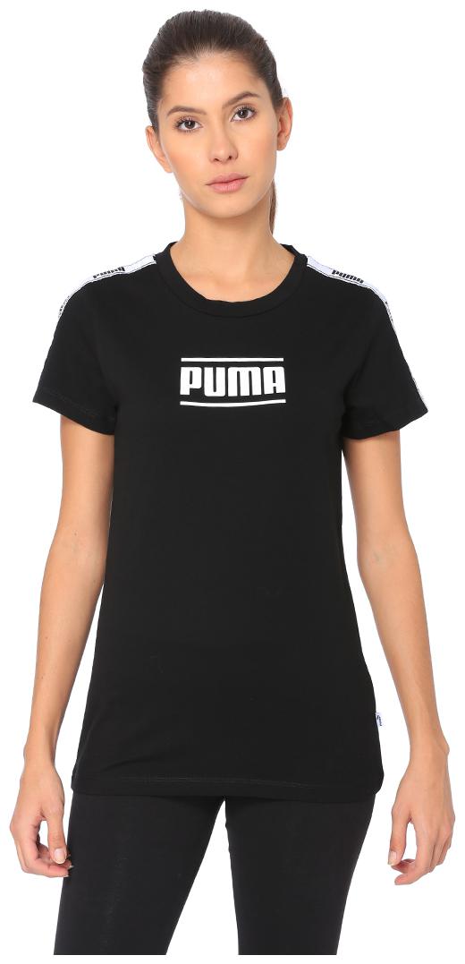 

Puma Women Black Regular fit Round neck Cotton T shirt