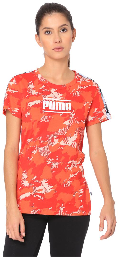 

Puma Women Pink Regular fit Round neck Cotton T shirt