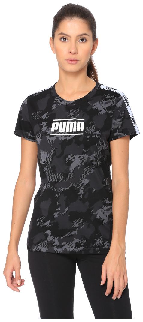 

Puma Women Black Regular fit Round neck Cotton T shirt
