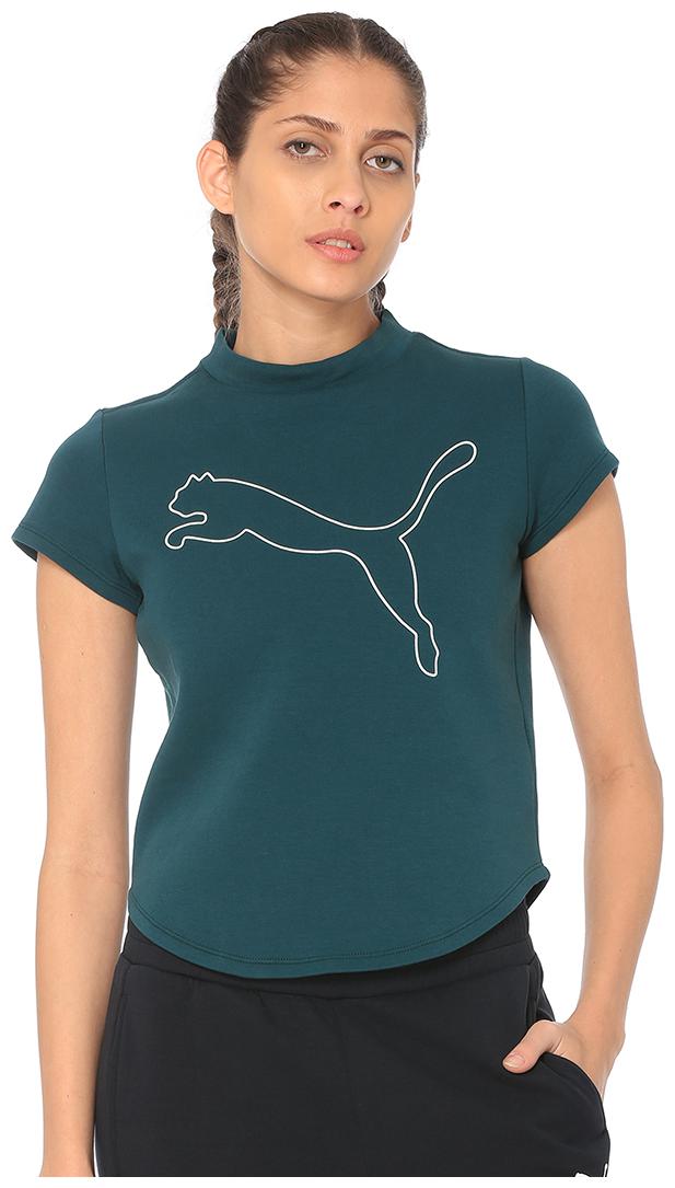 

Puma Women Green Regular fit Round neck Cotton T shirt