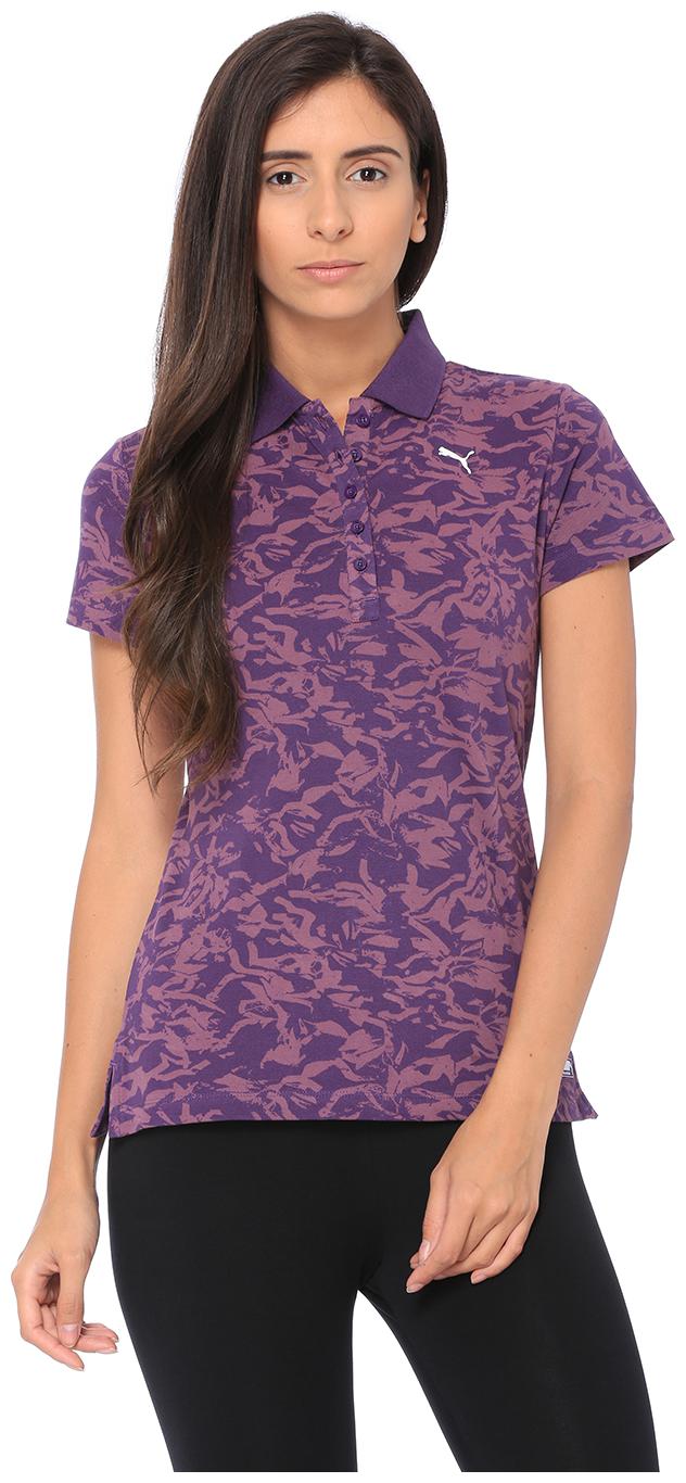 

Puma Women Purple Regular fit Polo neck Cotton T shirt