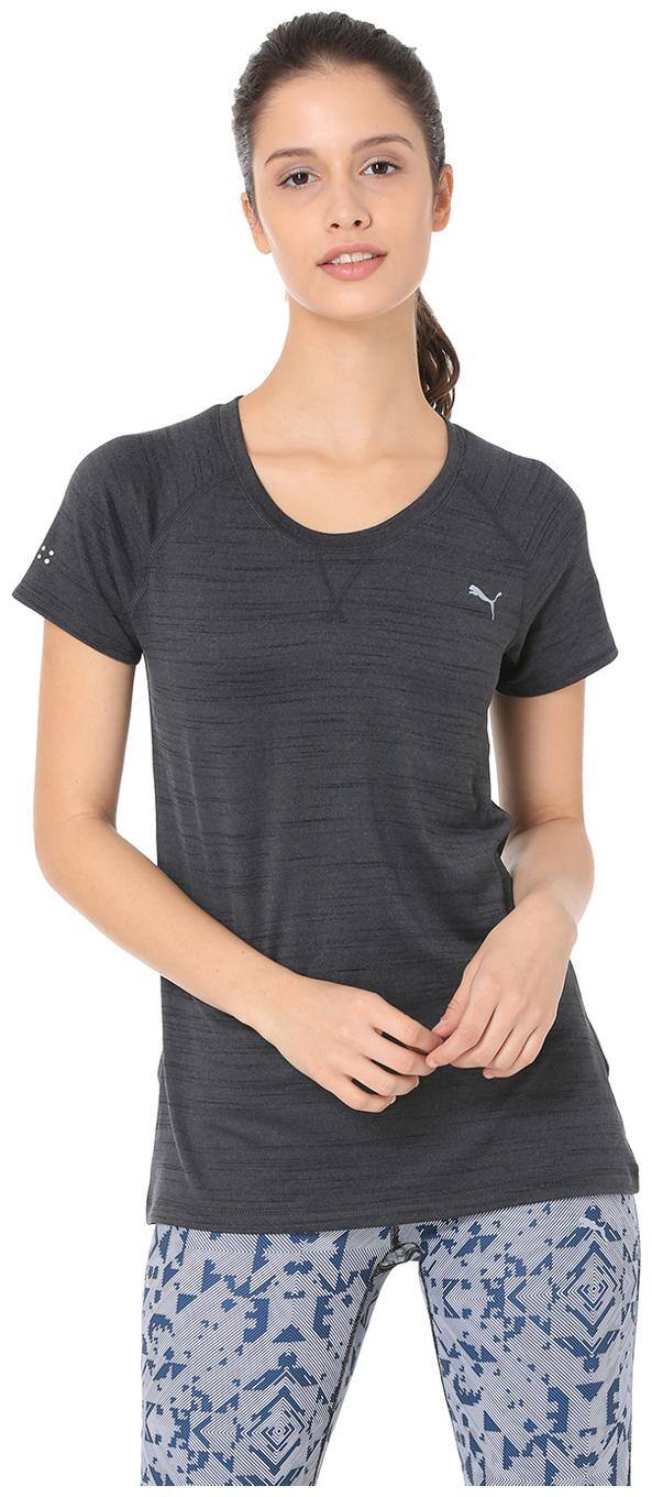 Puma Women Solid Sports T-Shirt - Grey