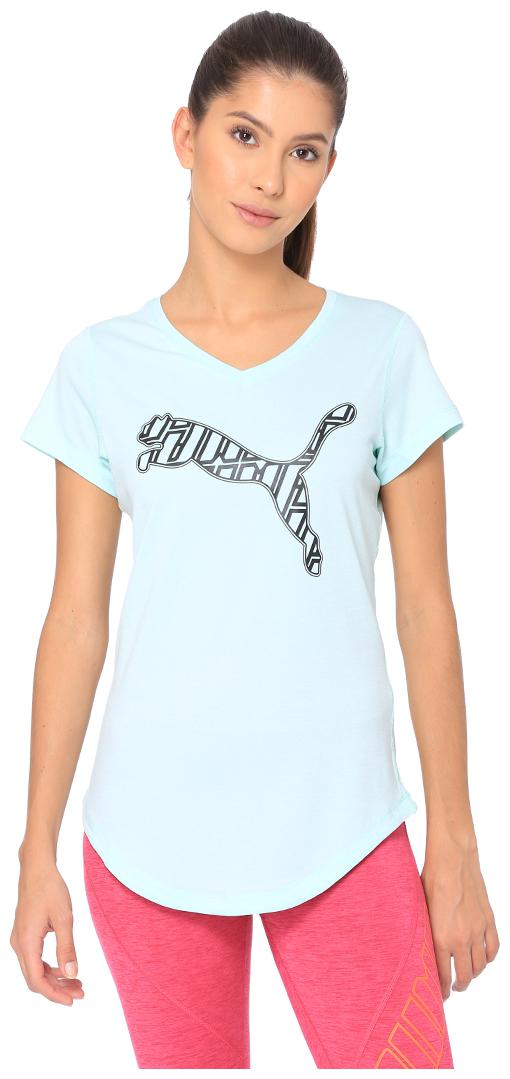 

Puma Women Blue Regular fit V neck Polyester T shirt