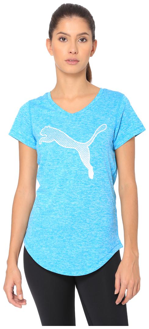 

Puma Women Blue Regular fit V neck Polyester T shirt