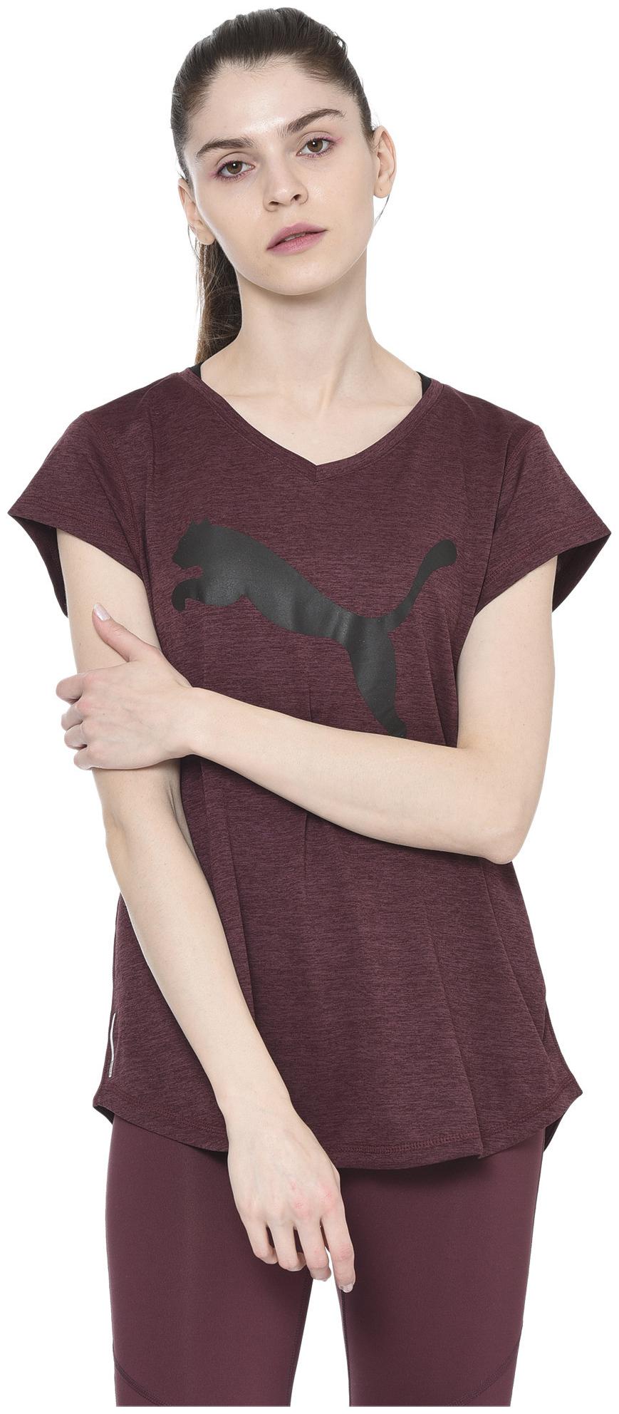 

Puma Women Brown Regular fit V neck Polyester T shirt