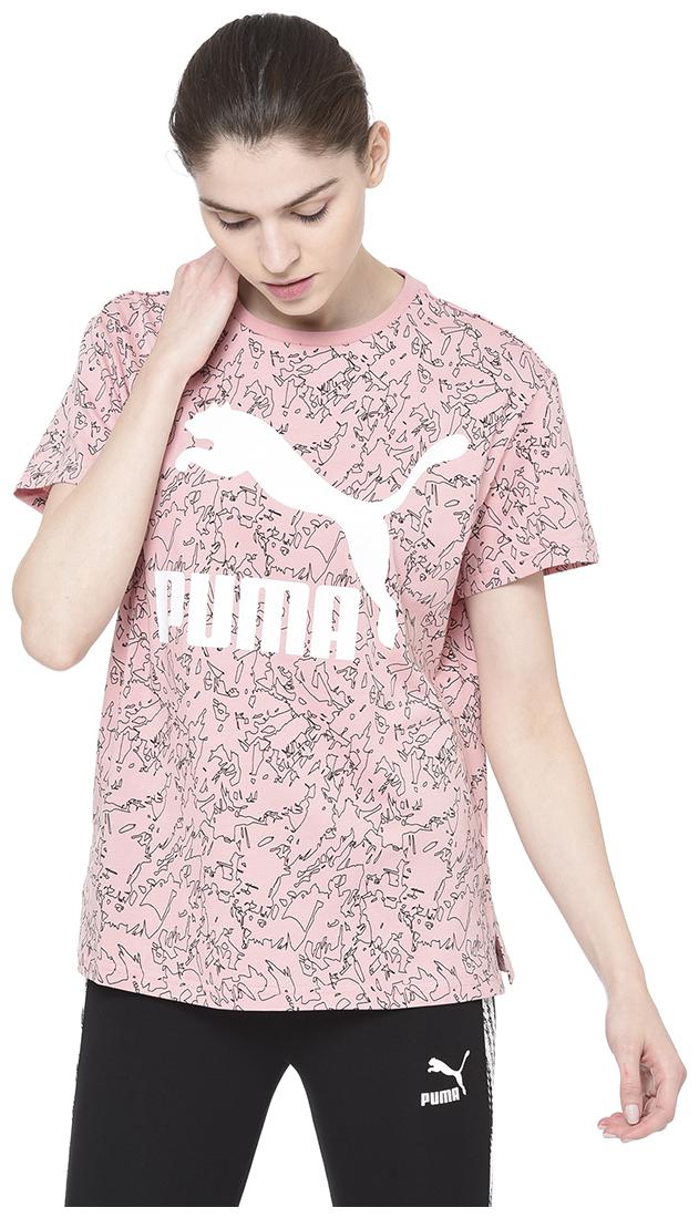 

Puma Women Pink Regular fit Round neck Cotton T shirt