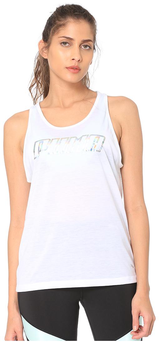 

Puma Women White Regular fit U neck Polyester Tank top