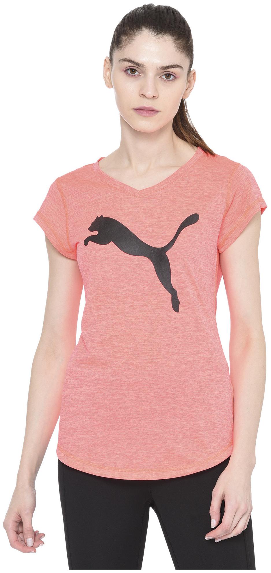 

Puma Women Pink Regular fit V neck Polyester T shirt
