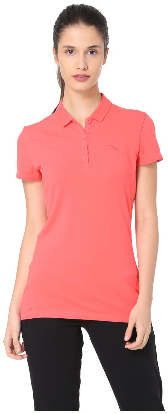 

Puma Women Pink Regular fit Polo neck Cotton T shirt