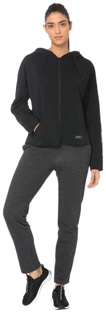Puma Women Solid Hoodie - Black