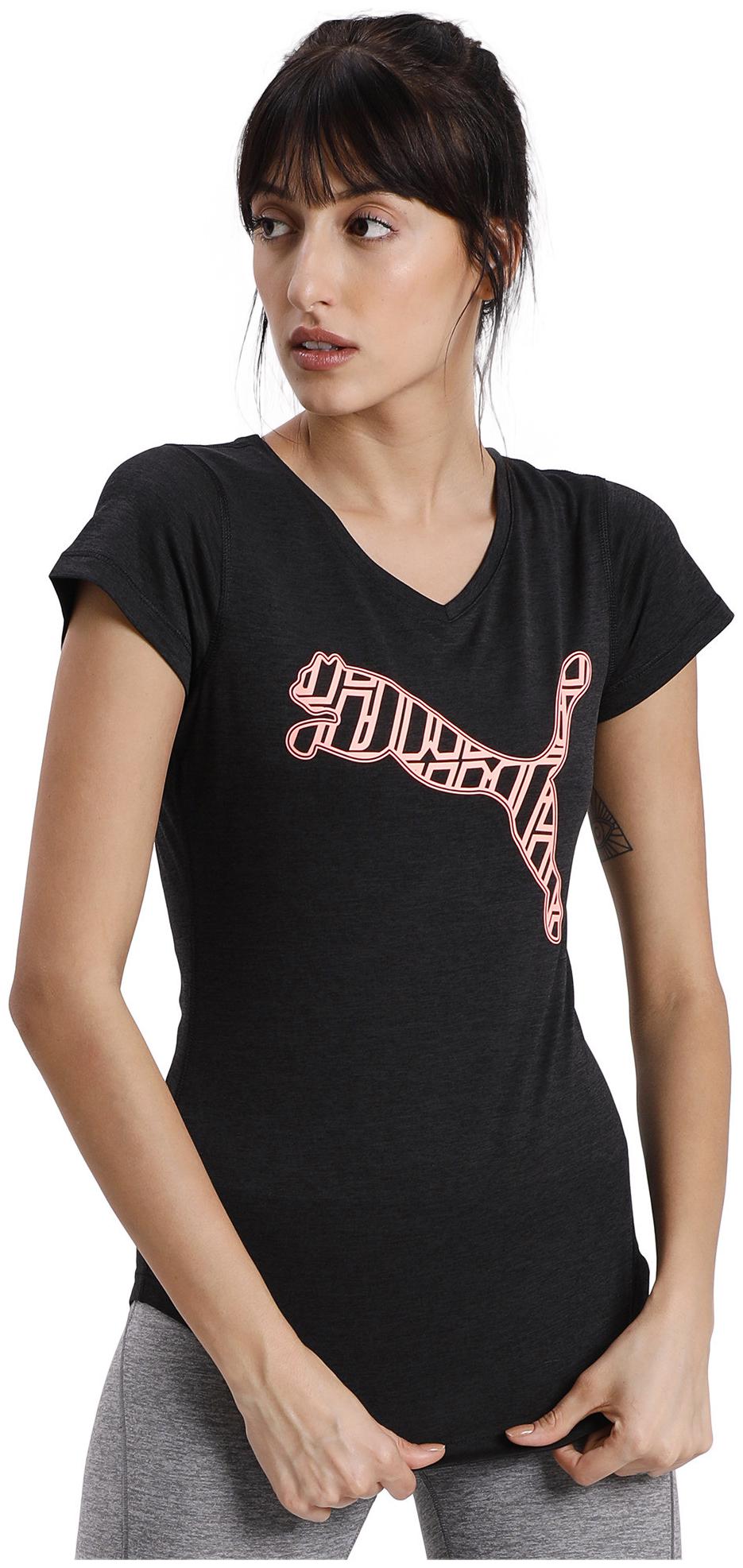 

Puma Women Black Regular fit V neck Polyester T shirt
