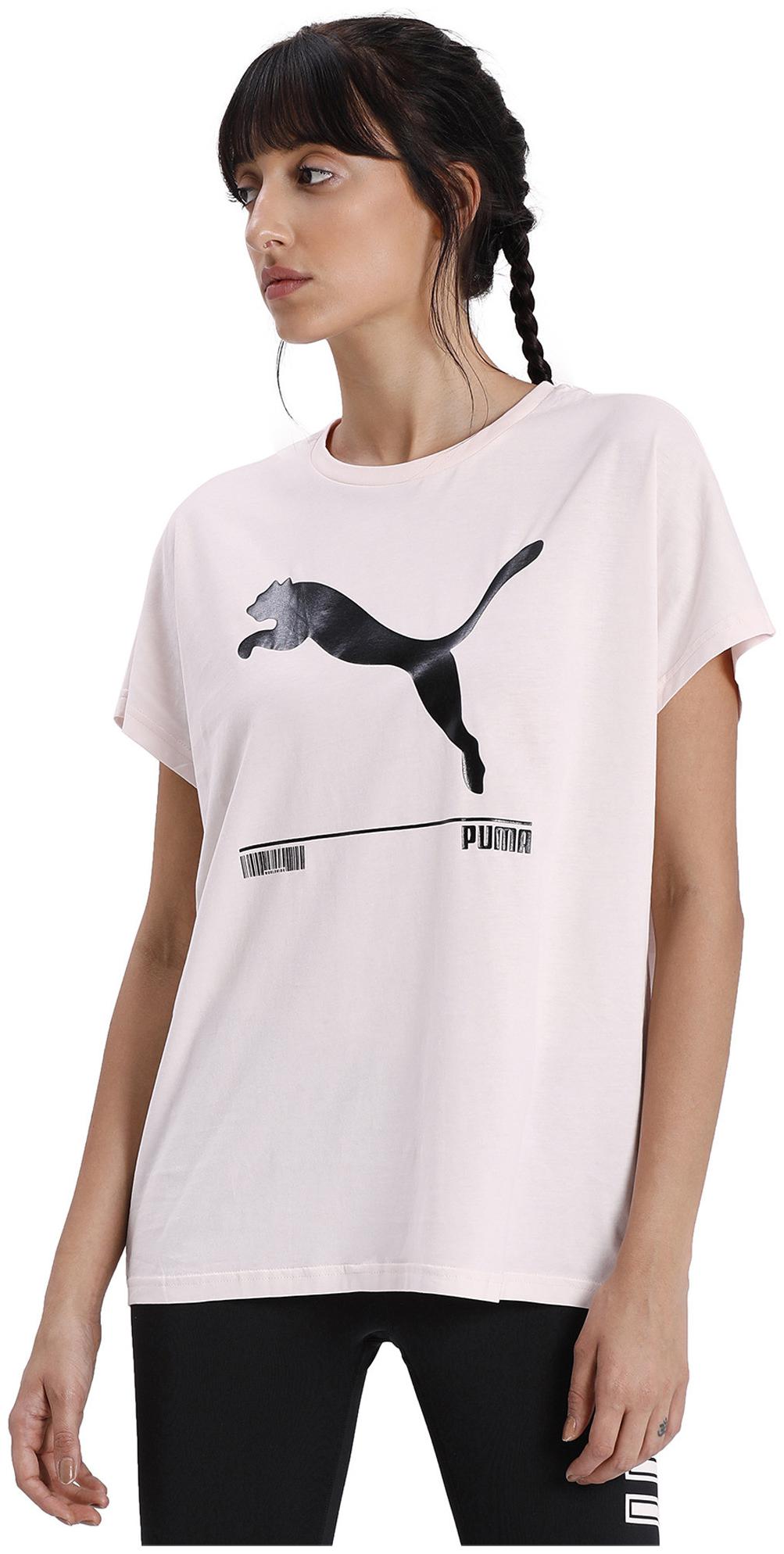 

Puma Women Pink Regular fit Round neck Cotton T shirt